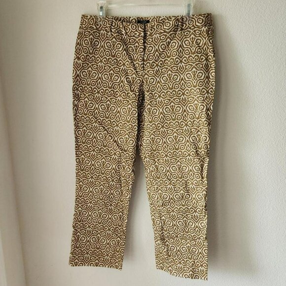 Vintage J.Crew tan and white pants Sz 6 Mod 60s Cigarette Pant Victorian - Picture 1 of 7